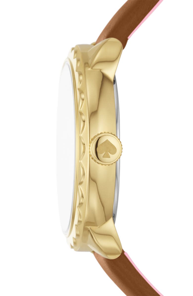Kate Spade New York morningside scallop leather strap watch, 34mm, Alternate, color, 