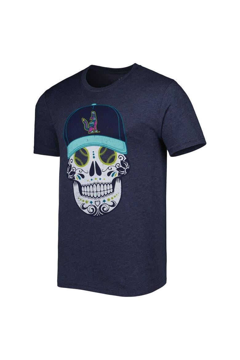 Men's Heathered Navy Soñadores de Hillsboro Copa de la Diversion Sugar Skull Tri-Blend T-Shirt, Alternate, color, Navy