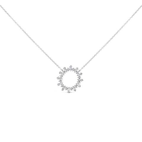 Sterling Silver 3/4 Cttw Diamond Starburst Medallion Pendant Necklace