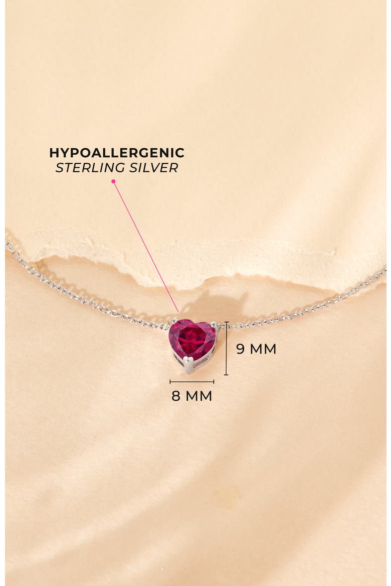 Prong CZ Birthstone Heart Necklace, Alternate, color, July