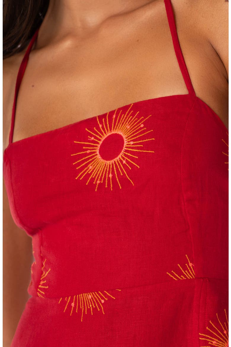 Eclipse Remi Linen Cover-Up Midi Sundress, Alternate, color, RED