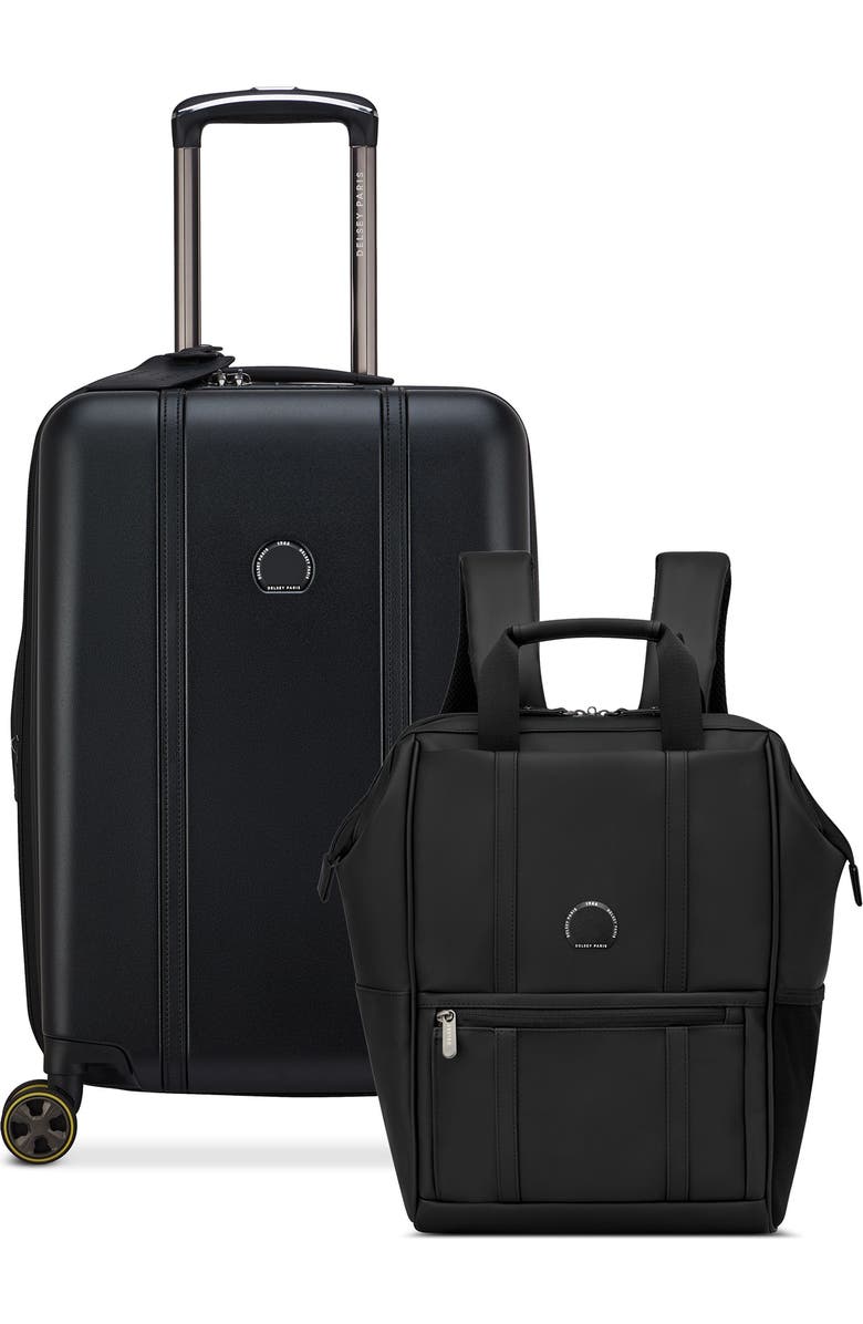Delsey Paris Cadence 2 Piece Set 20" Carry On & 14" Laptop Backpack, Main, color, Deep Black