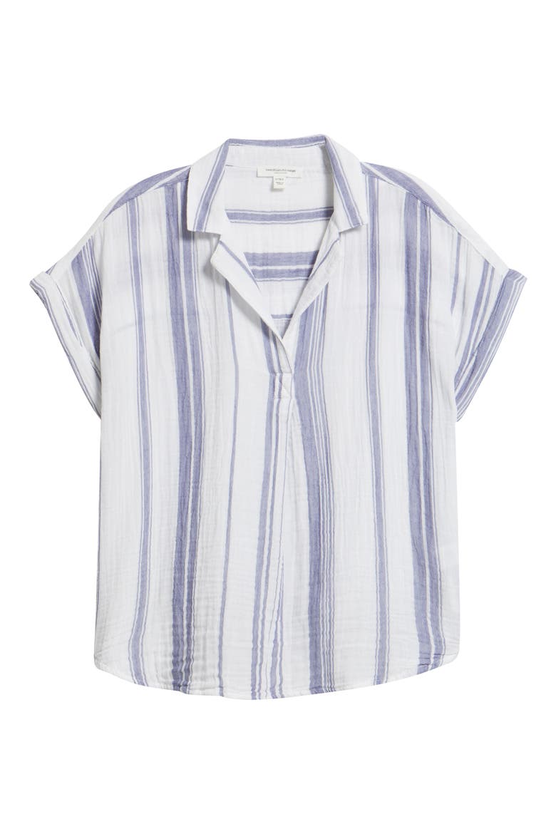 Arin Stripe Short Sleeve Cotton Shirt, Alternate, color, MOON STAR