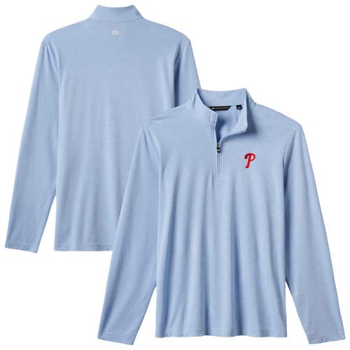 Travismathew Light Blue Philadelphia Phillies Time To Tailgate Tri-blend Quarter-zip Pullover