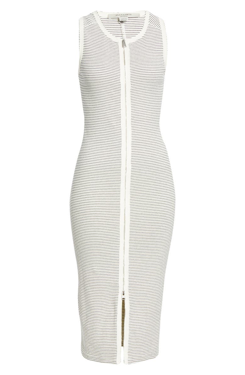 AllSaints Alicia Stripe Rib Midi Dress, Main, color, 