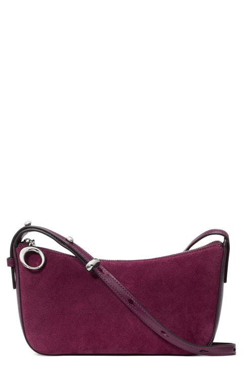 halo suede crossbody bag