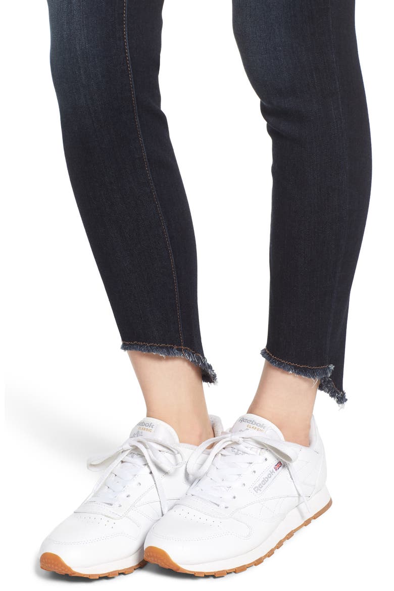 Frayed Curve Hem Skinny Jeans, Alternate, color, ERICA