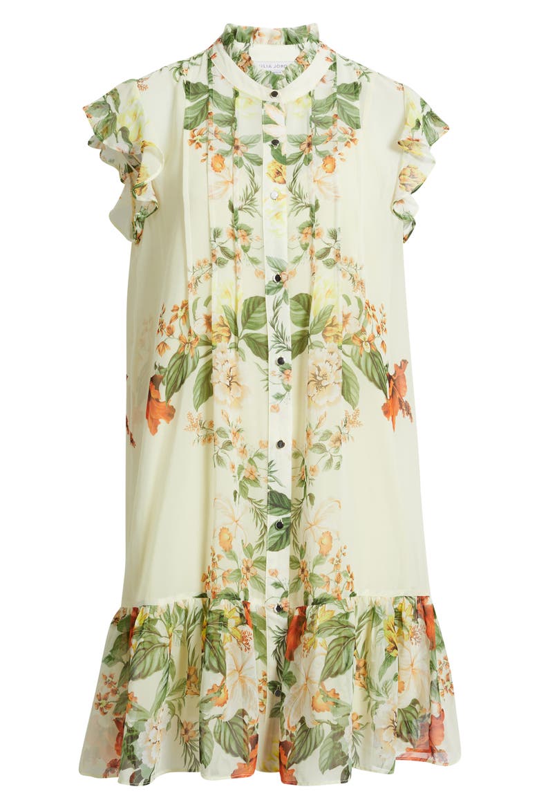 Floral Ruffle Hem Dress, Alternate, color, YELLOW MULTI