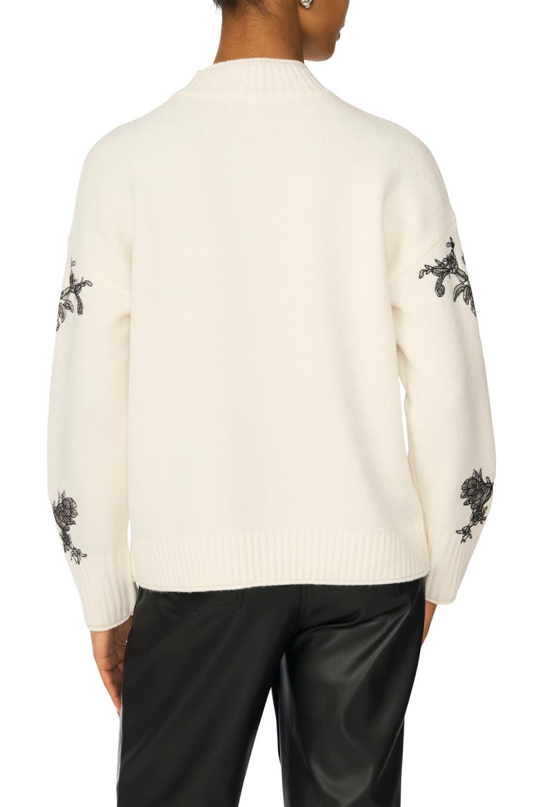 Lace Appliqué Mock Neck Sweater, Alternate, color, ANTIQUE WHITE
