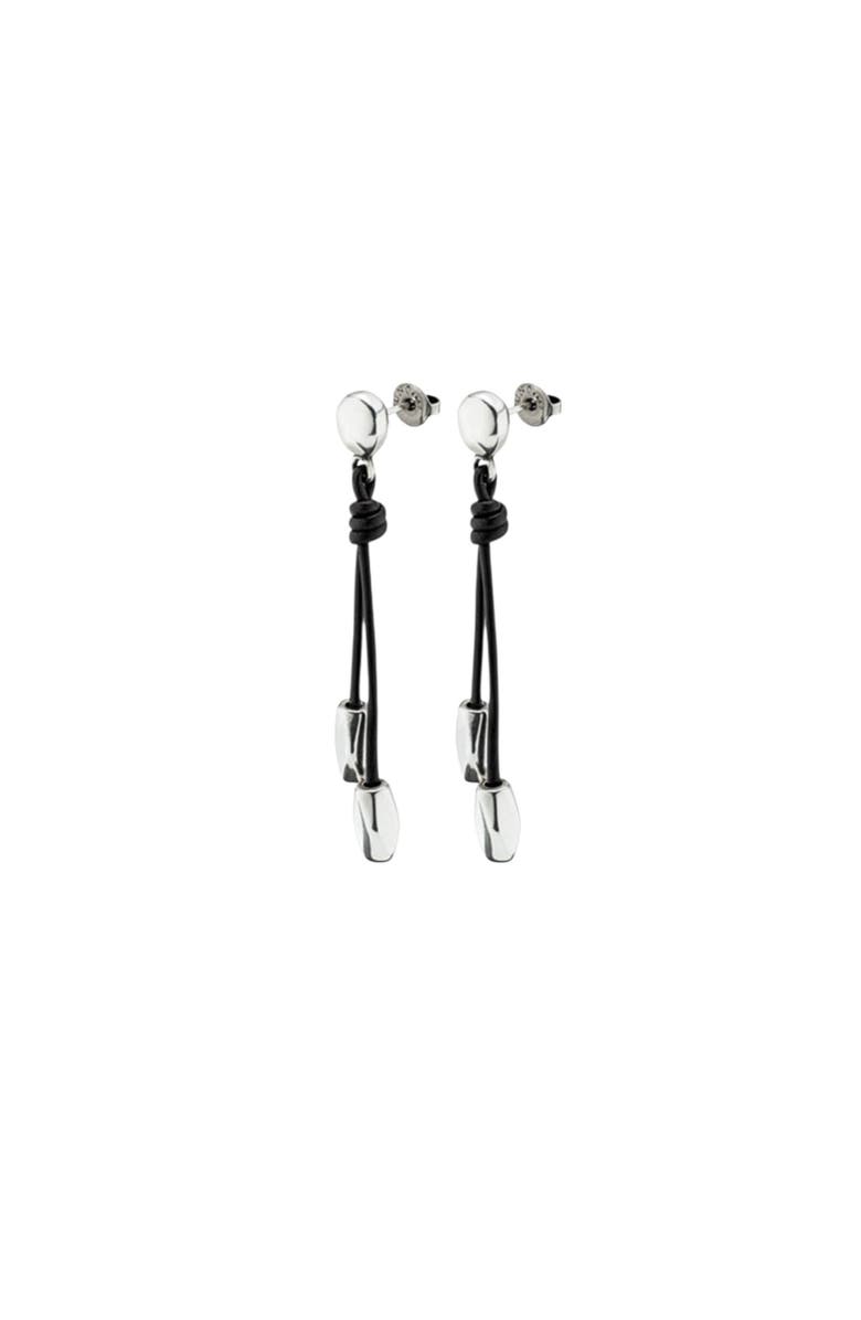 UNODE50 Leather Beaded Drop Earrings, Alternate, color, Silver