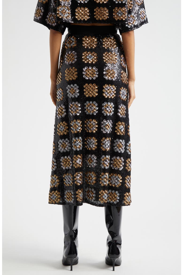 Sequin Midi Skirt, Alternate, color, BLACK GOLD