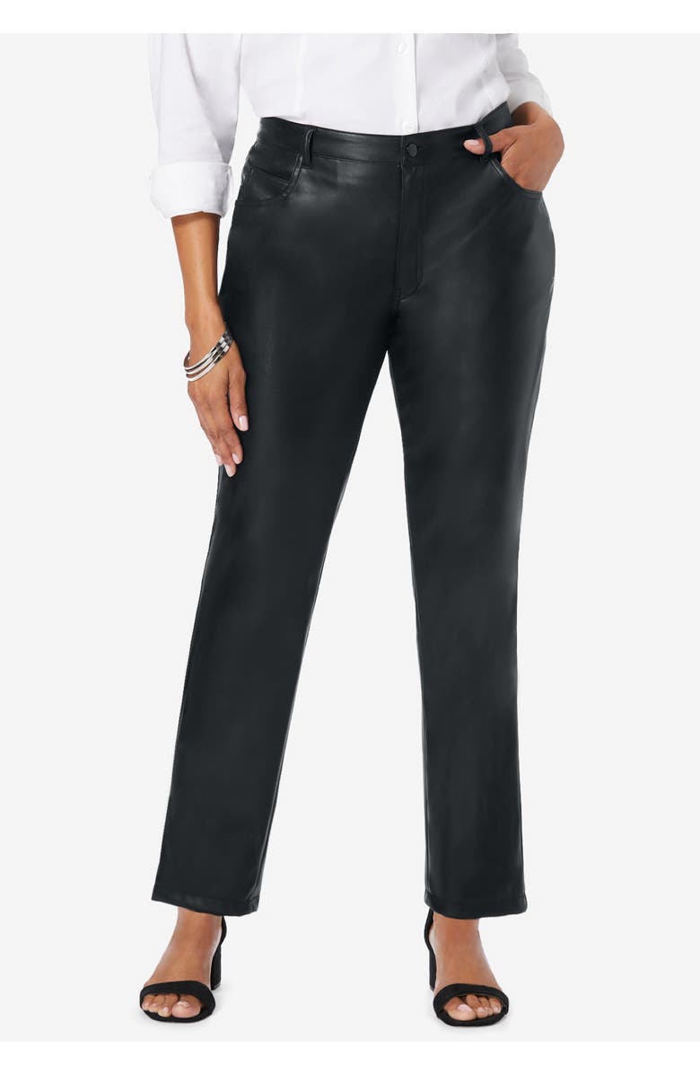Jessica London Faux Leather Pant, Alternate, color, Black