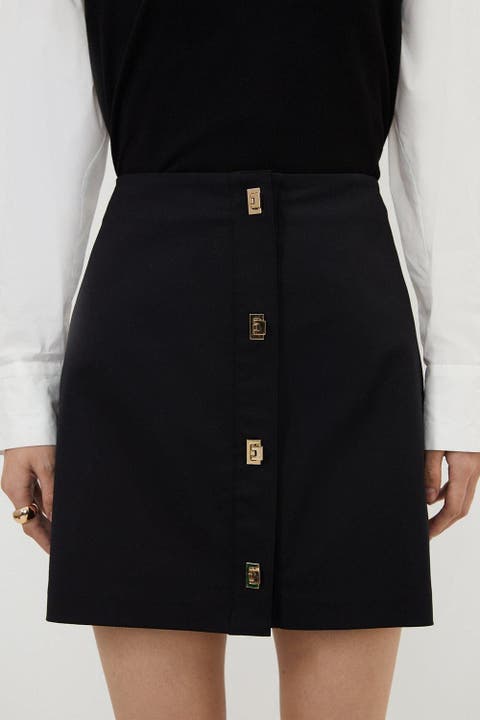 Techno Cotton Gold Clasp Skirt