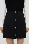 Karen Millen Techno Cotton Gold Clasp Skirt