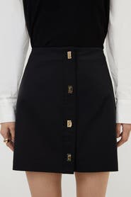 Karen Millen Techno Cotton Gold Clasp Skirt