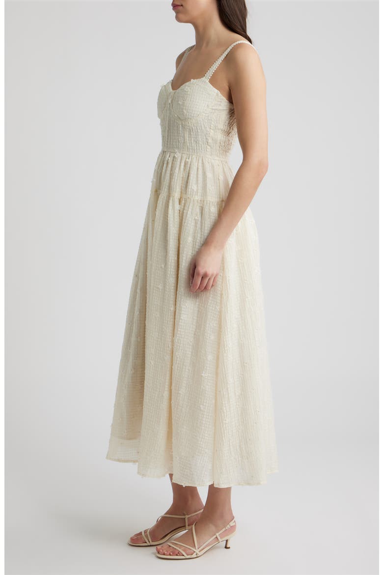 Floral Appliqué Midi Dress, Alternate, color, CREAM