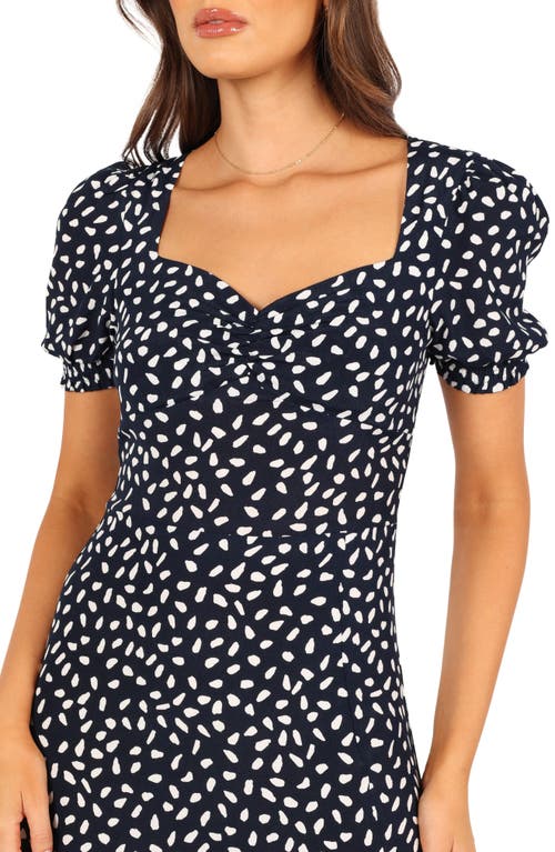 Petal And Pup Petal & Pup Franklin Dot Print Puff Sleeve Midi Dress In Blue