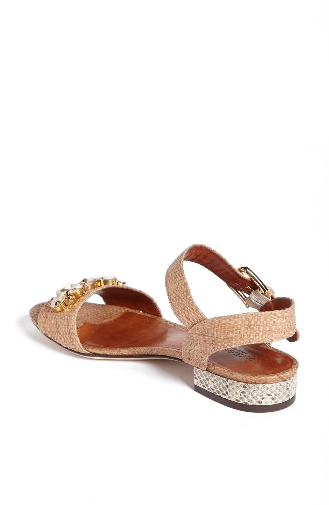 Jeweled Raffia Sandal, Alternate, color, NATURAL