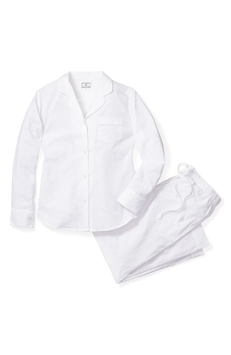 Petite Plume Swiss Dot Cotton Pajamas, Alternate, color, White