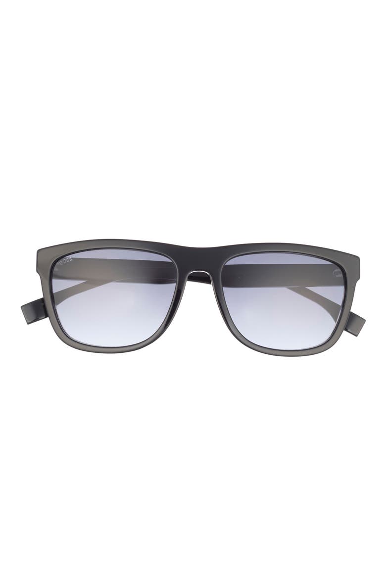 58mm Polarized Rectangular Sunglasses, Main, color, BLACK