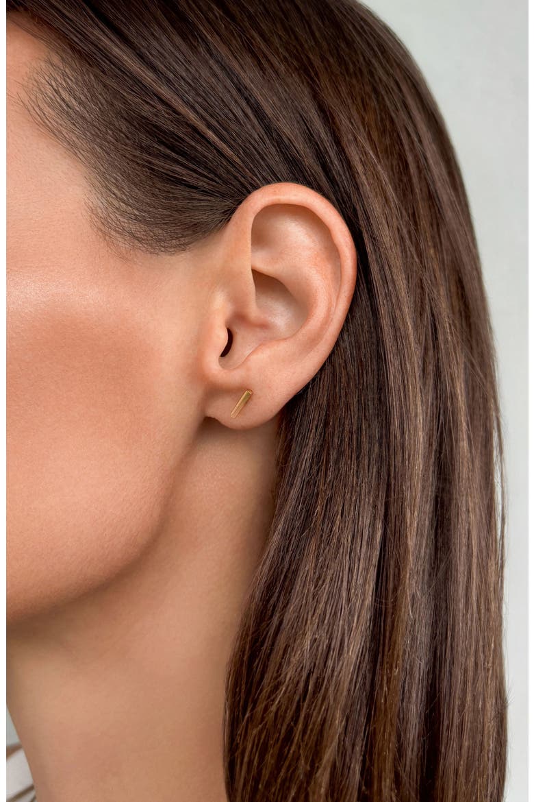 Set of 2 18K Gold Plated Bar Stud & Front/Back Earrings, Alternate, color, GOLD