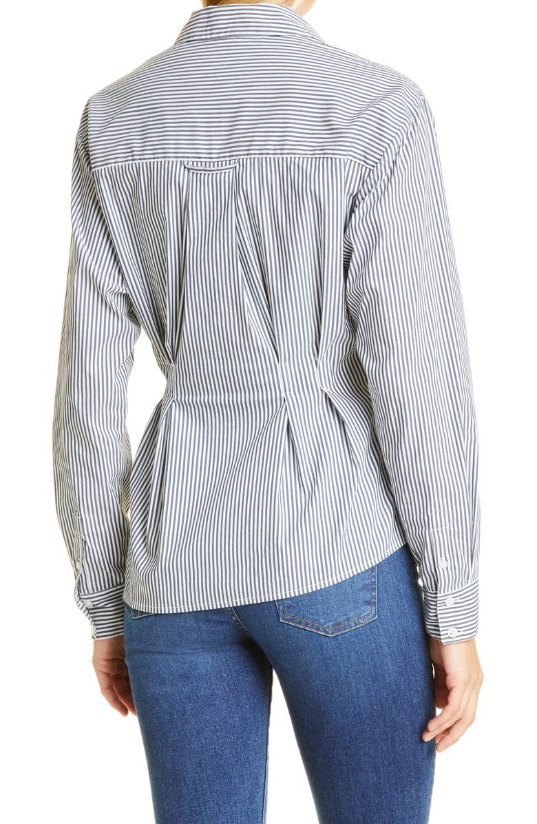 Veronica Beard Rosamund Stripe Asymmetric Cotton Blend Blouse, Alternate, color,