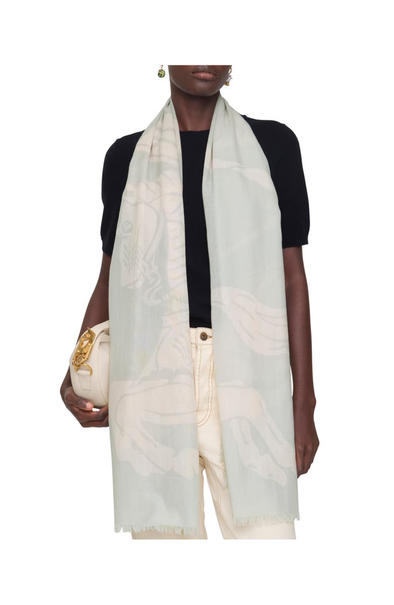 Burberry Wide EKD Wool Scarf, Alternate, color, Mitten