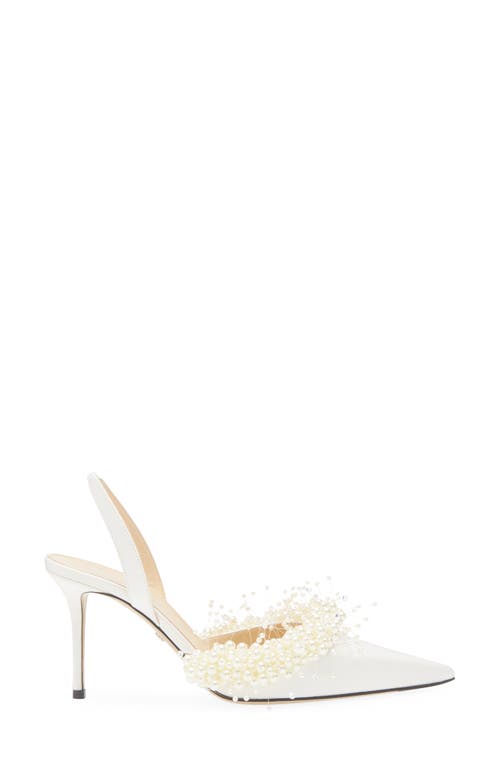 Mach&mach Mach & Mach Floating Faux Pearl Slingback Pump In White
