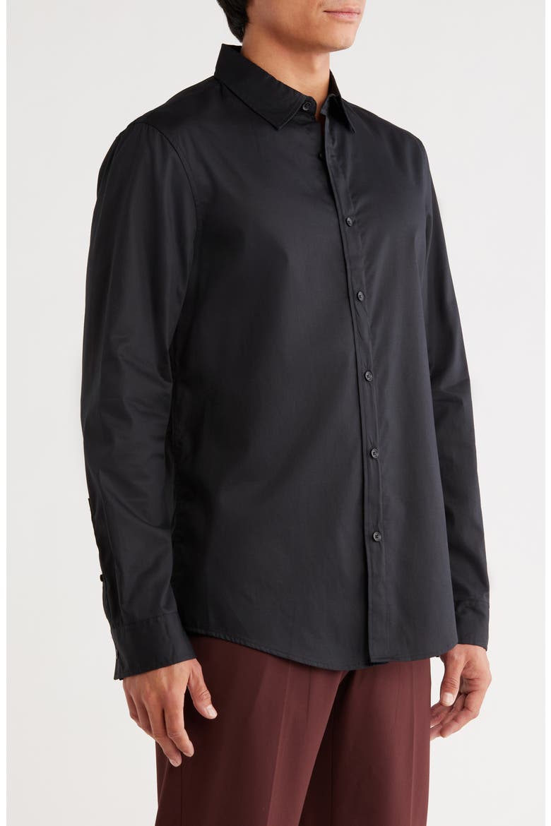Slim Fit Solid Button-Up Shirt, Alternate, color, BLACK CAVIAR