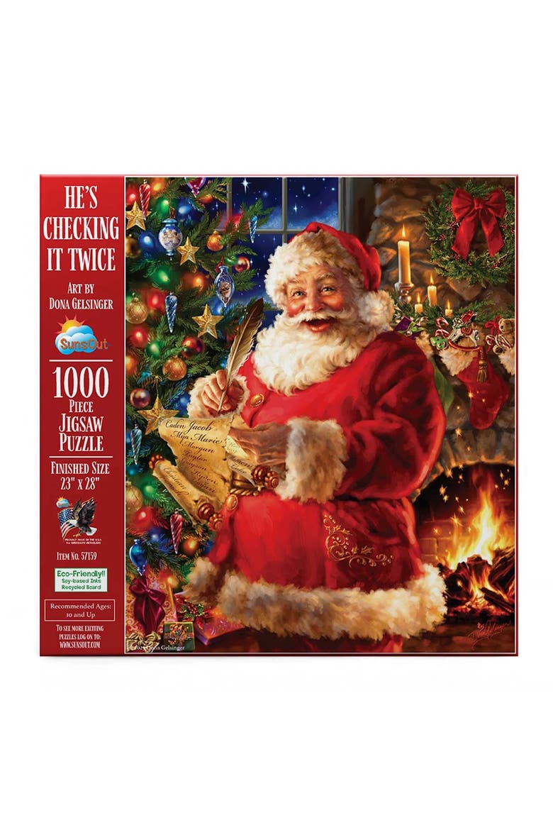 Hes Checking it Twice 1000 piece Jigsaw Puzzle for Adults, Alternate, color, Multicolor