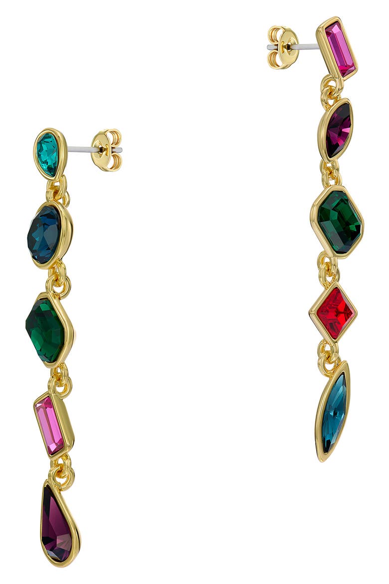 Julianna Crystal Drop Earrings, Main, color, GOLD TONE CRYSTAL MULTI