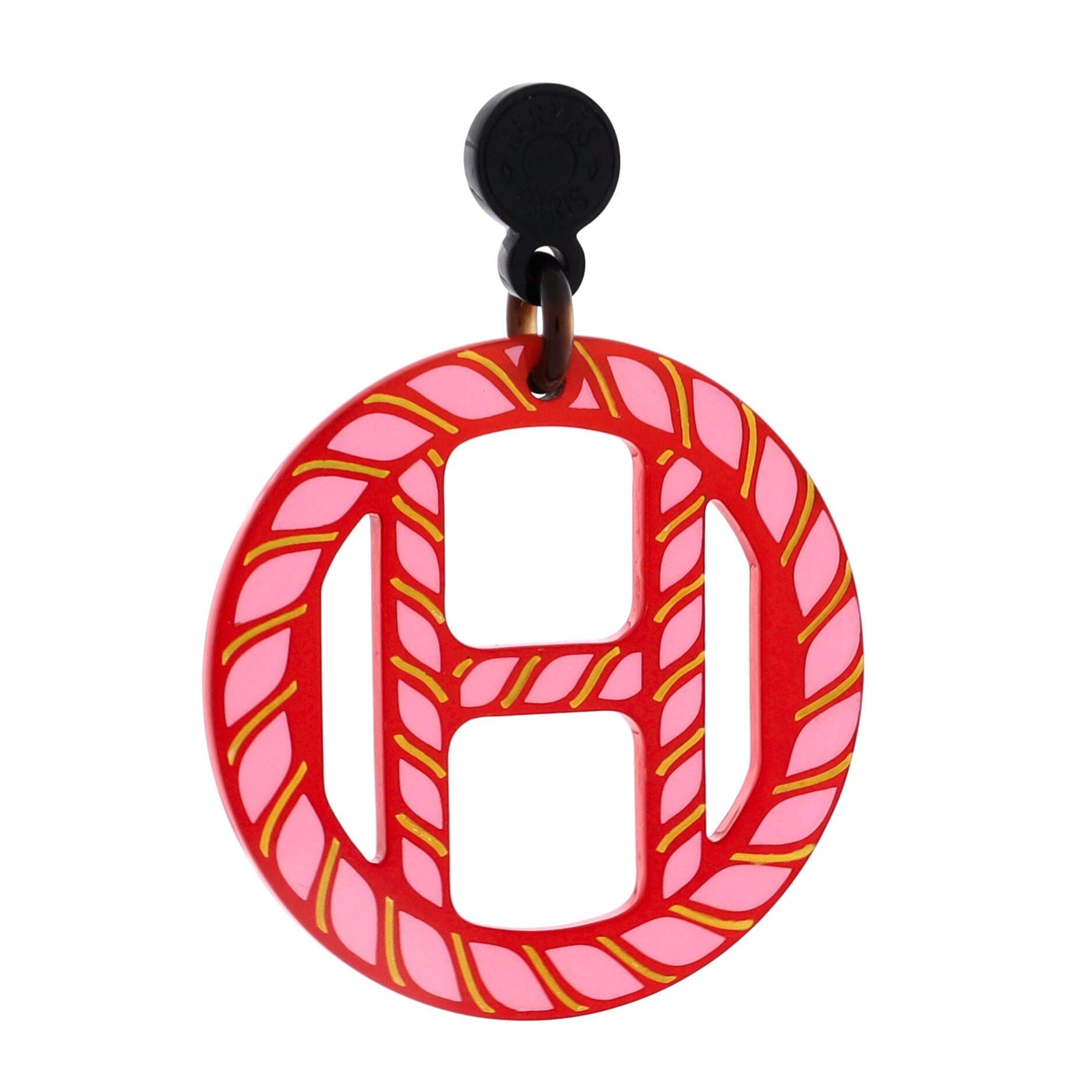 H Equipe Nautique Earrings Metal and Lacquered Horn, Alternate, color, Red
