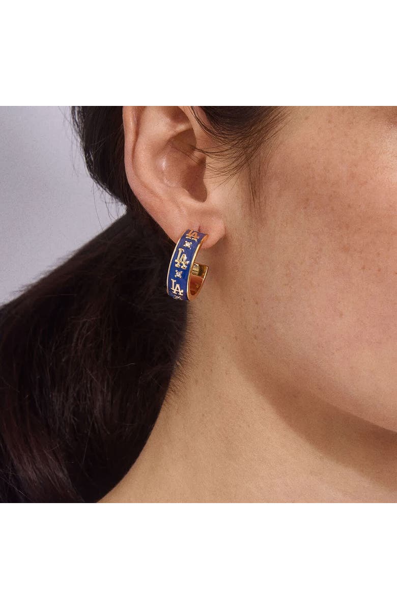 WEAR by Erin Andrews x BaubleBar Los Angeles Dodgers Enamel Hoop Earrings, Alternate, color, 