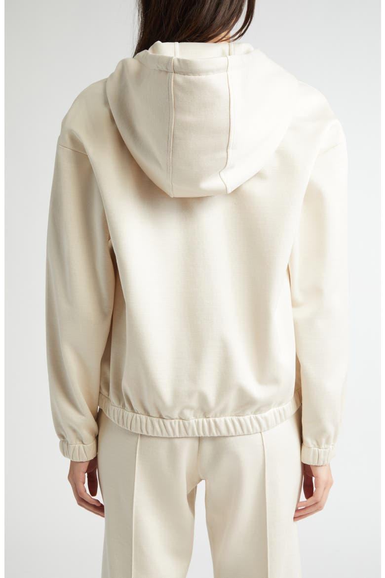 Stretch Cotton & Silk Zip Hoodie, Alternate, color, SAND