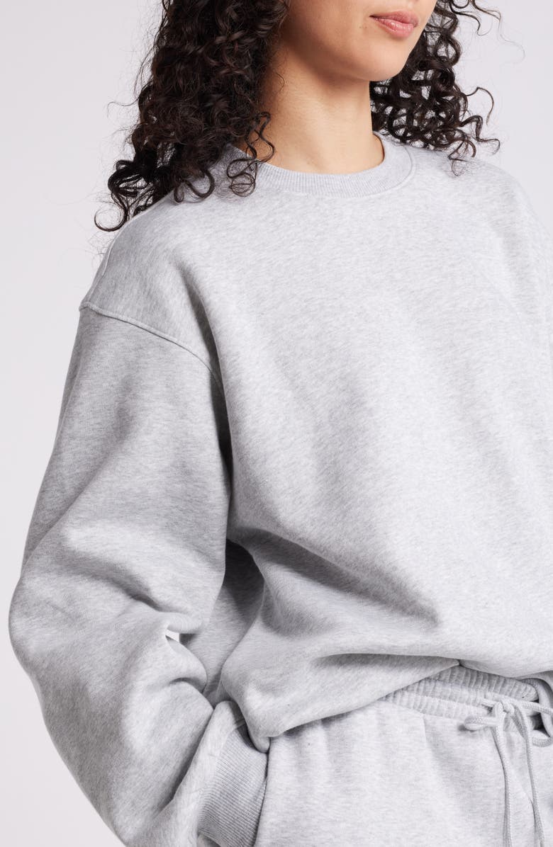BP. Fleece Detail Oversize Crewneck Sweatshirt, Alternate, color, Grey Soft Heather
