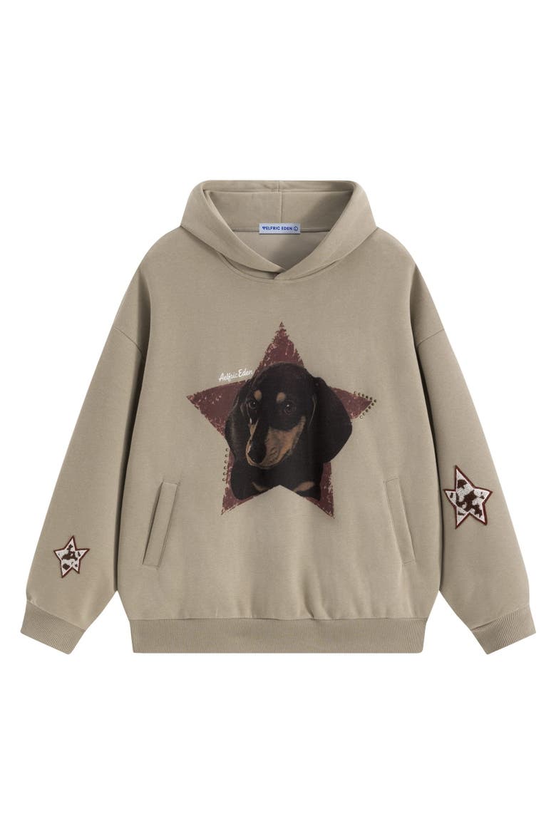 Dachshund Graphic Hoodie, Alternate, color, Khaki