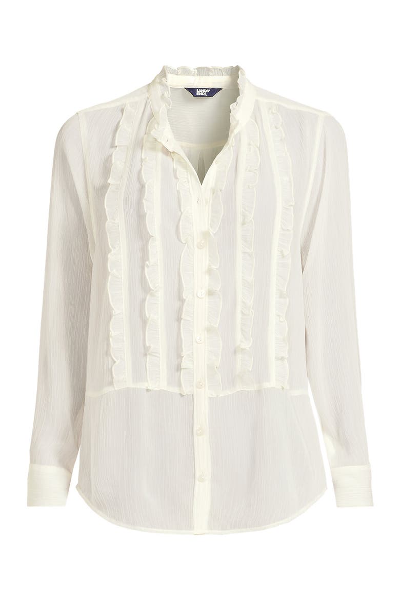 Chiffon Ruffle Front Long Sleeve Top, Alternate, color, Ivory