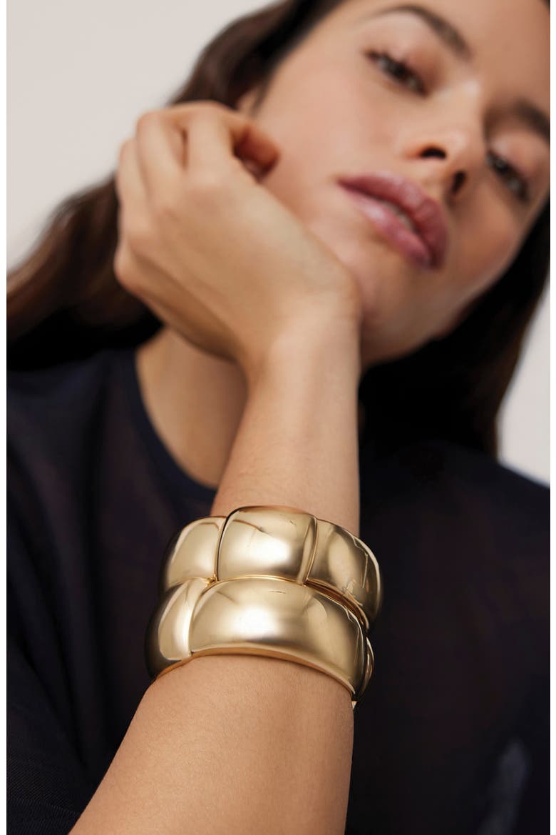 Mega Woven Square Bangle, Alternate, color, HIGH POLISH GOLD