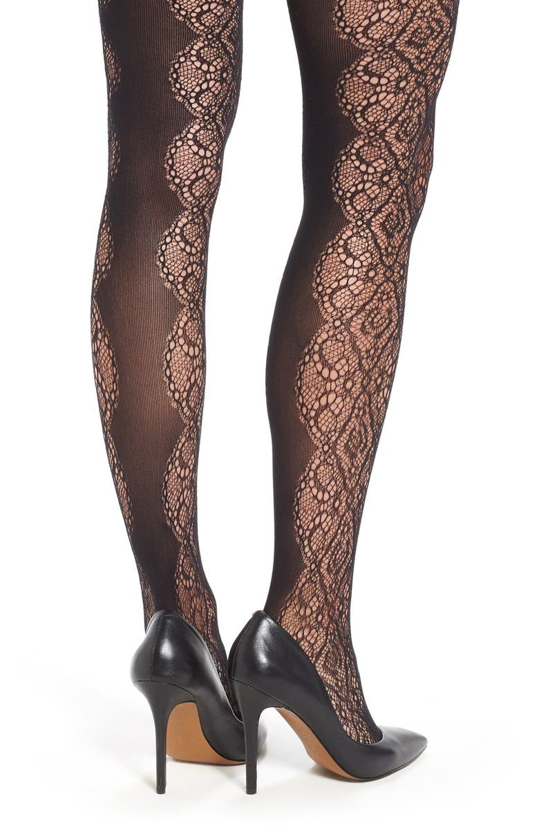 Nordstrom Scallop Lace Tights, Alternate, color, 