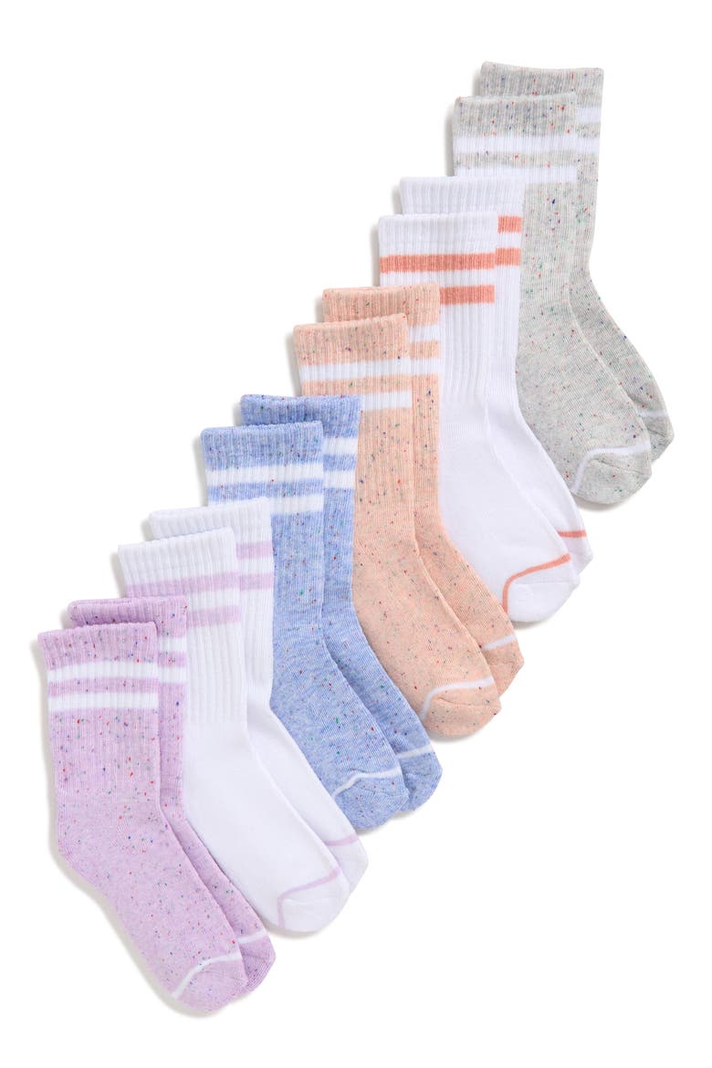 Kids' Assorted 6-Pack Cushioned Crew Socks, Main, color, PALE MULTI