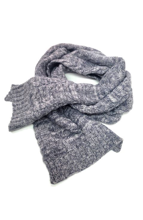 Chunky cable cashmere scarf in melange color