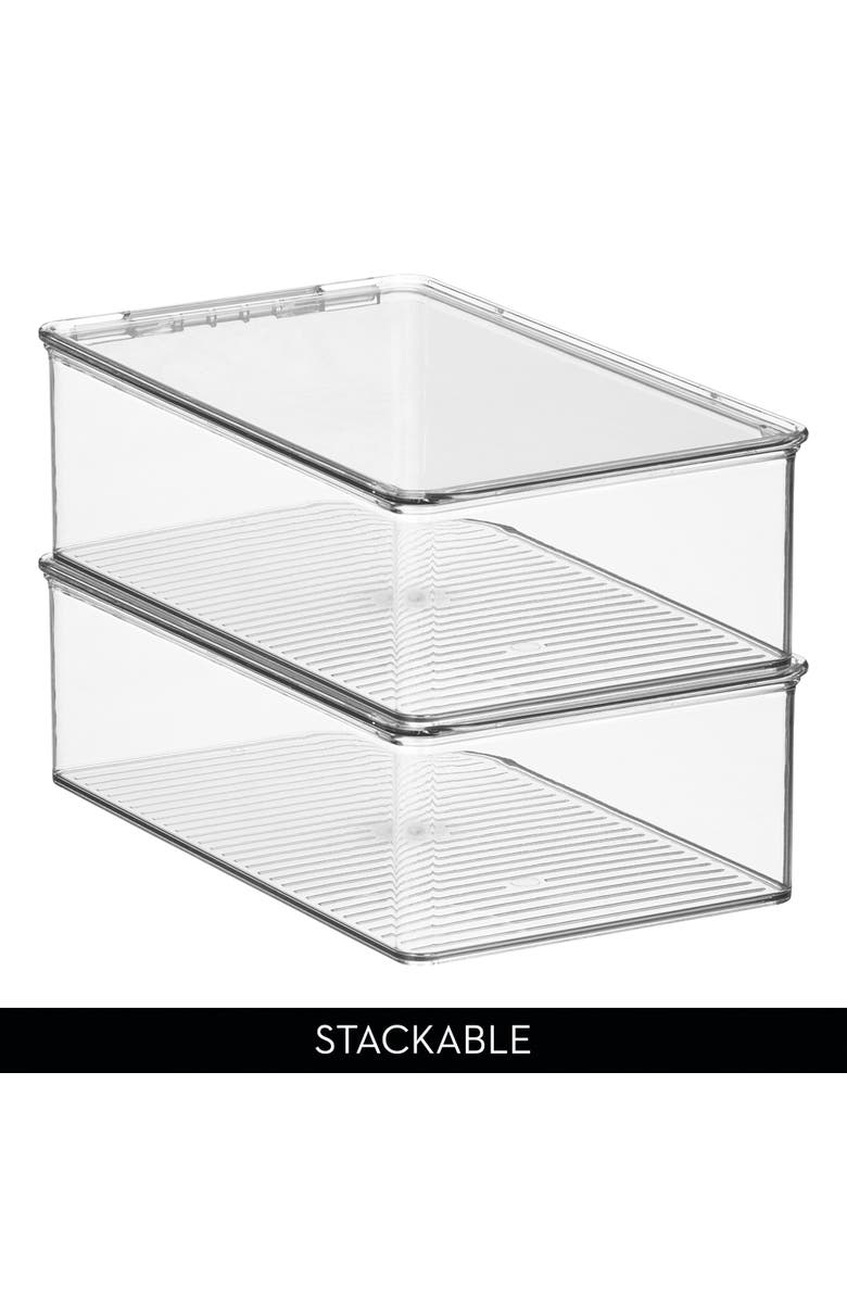 iDesign Stackable Plastic Shoe Box with Hinged-Lid for Sneakers, Sandals, and Flats, Clear, Alternate, color, Clear