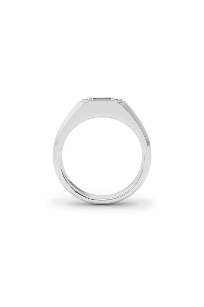 Men's Emerald Cut Lab Created Diamond Signet Ring, Alternate, color, 18K WHITE GOLD