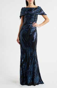 Vince Camuto Sequin Wave Off the Shoulder Gown