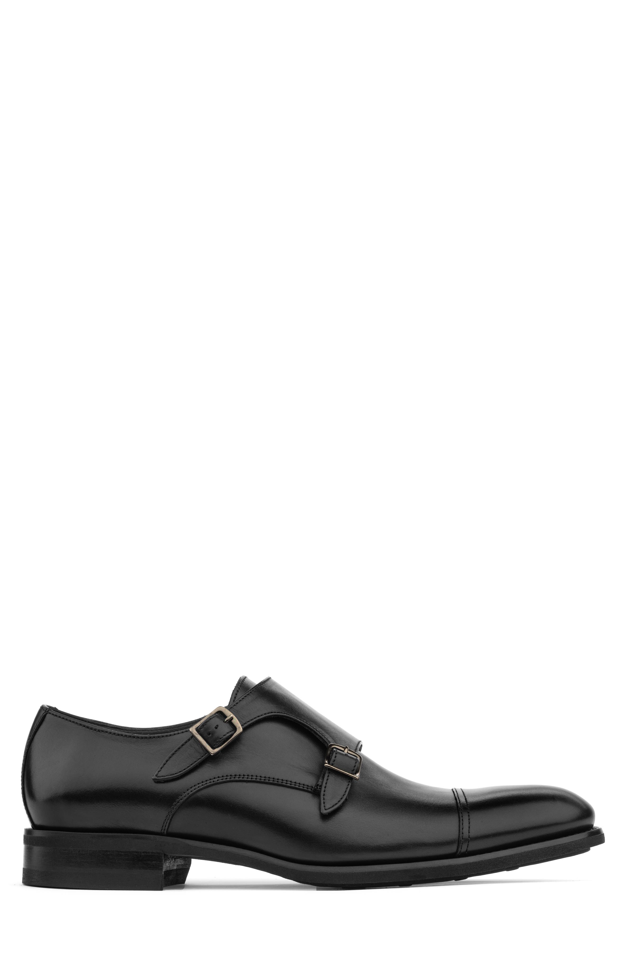 Hammill Cap Toe Double Monk Strap Shoe, Alternate, color, BLACK