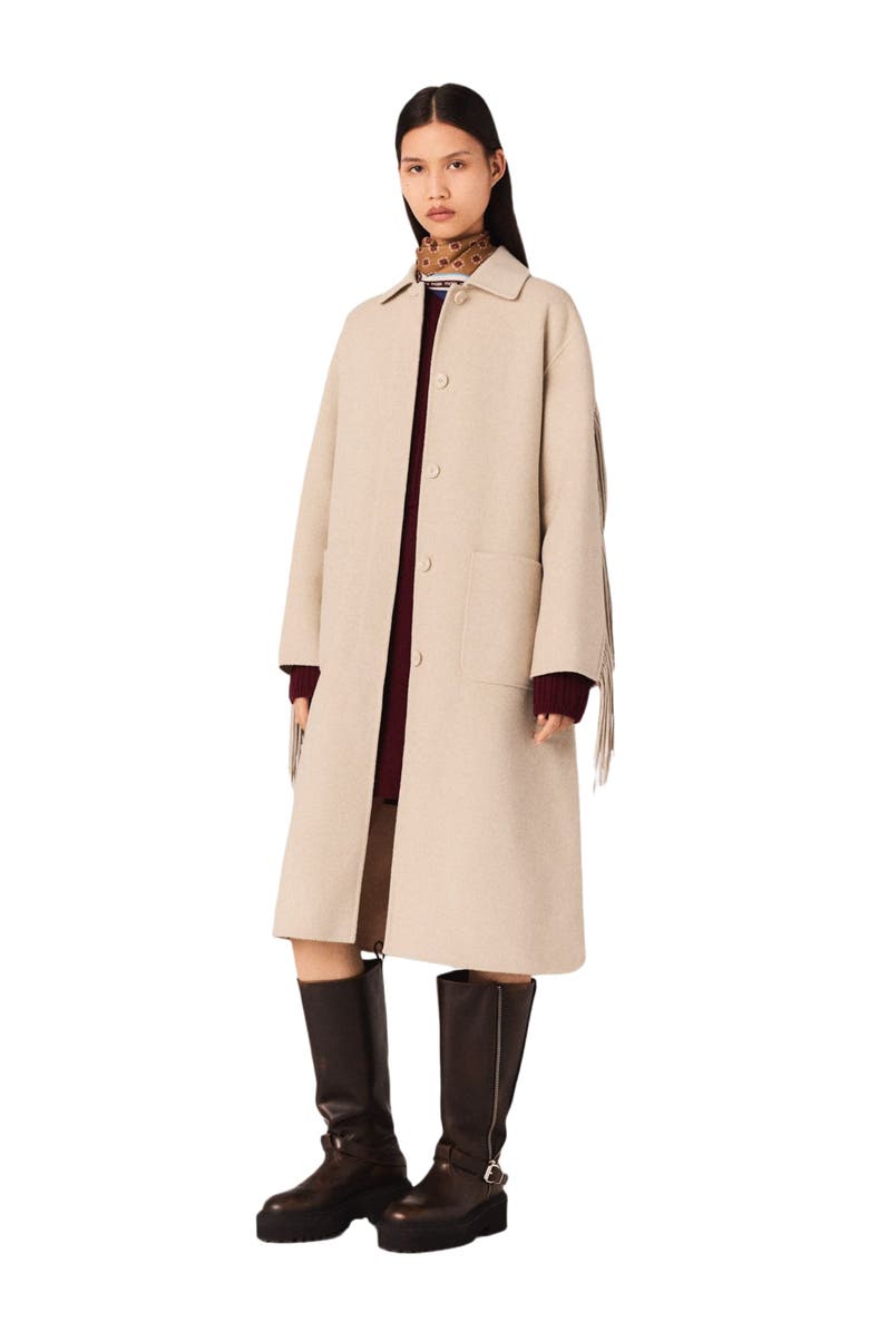 maje Long wool coat, Main, color, Beige