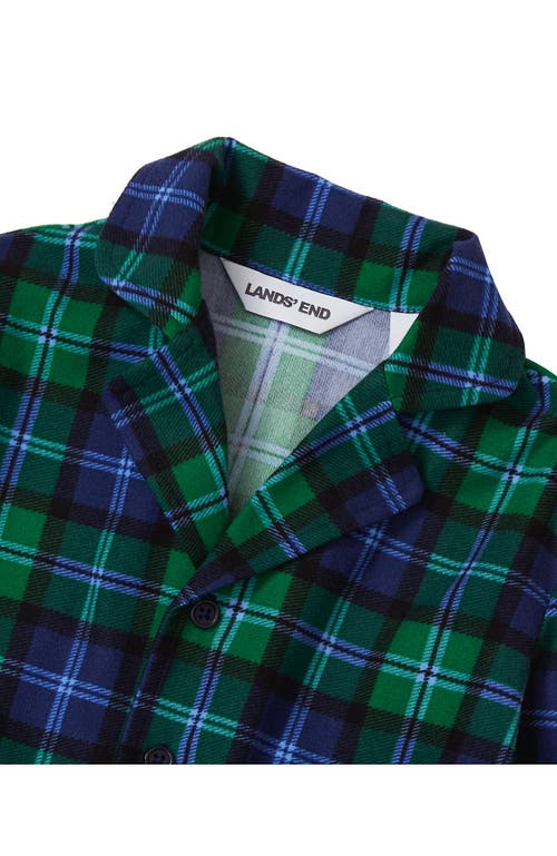 Lands' End Kids Flannel 2 Piece Pajama Set In Green