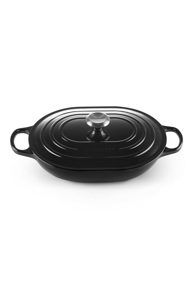 3.75-Quart Oval Enameled Cast Iron Casserole, Alternate, color, LICORICE