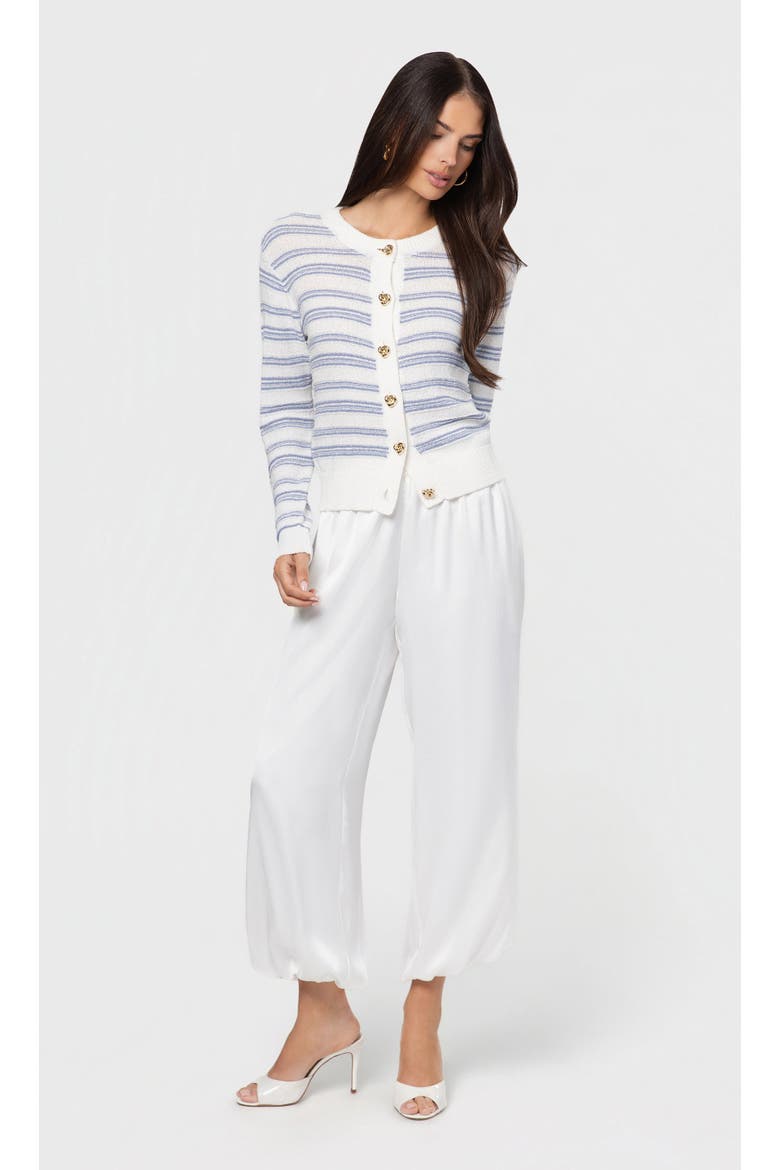 Laurel Stripe Cardigan, Alternate, color, White/Grey Blue
