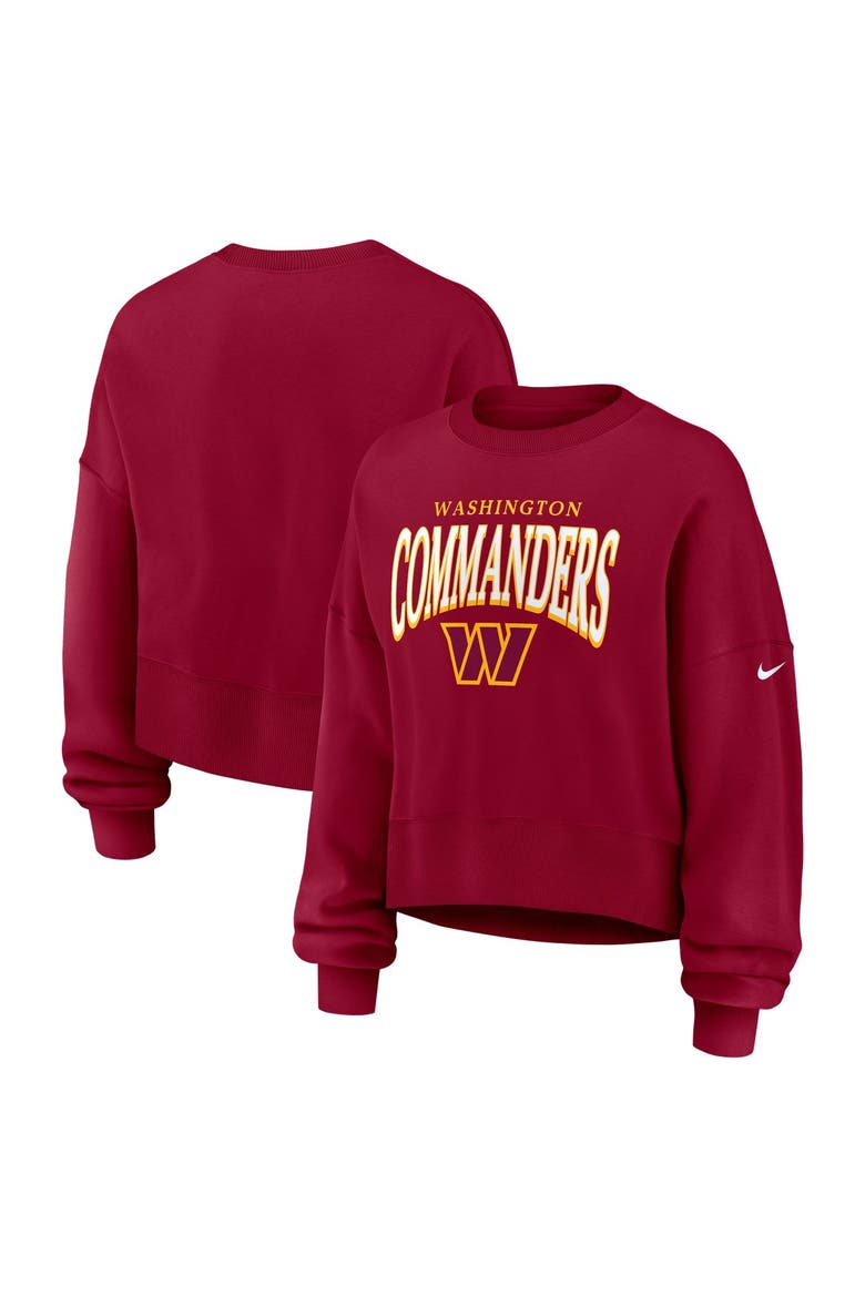 Women's Nike  Burgundy Washington Commanders Oversized Phoenix Fleece Sweatshirt, Main, color, Burgundy